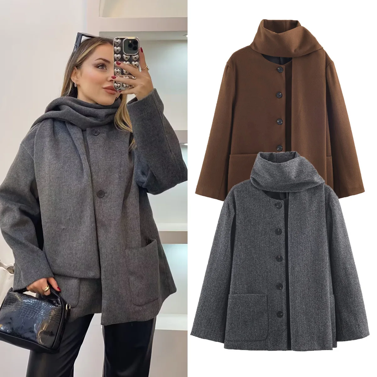 KIDCRKJ Elegant Women Jacket Casual Single Breastesd Simple Design Lady Coat Loose Versatile Fashion Scarf Collar Female Coat
KIDCRKJ Elegant Women Jacket Casual Single Breastesd Simple Design Lady Coat Loose Versatile Fashion Scarf Collar Female Coat