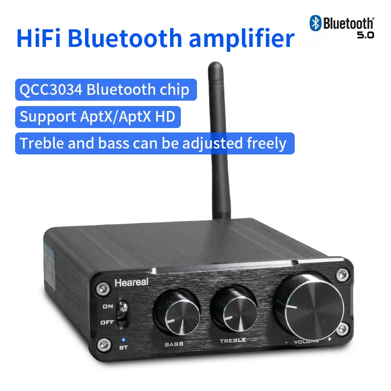 Bluetooth 5.0 Stereo Amplifier, QCC3034 aptX HD HiFi Amp with Bass Treble Control for Passive Speakers
Bluetooth 5.0 Stereo Amplifier, QCC3034 aptX HD HiFi Amp with Bass Treble Control for Passive Speakers