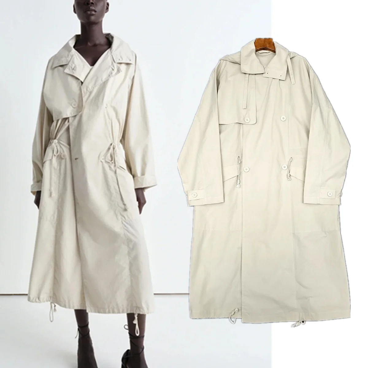 Jenny&Dave Minimalist Lightweight Hooded Windbreaker Autumn British Overcoat Cotton Loose Double-breasted Jacket Women
Jenny&Dave Minimalist Lightweight Hooded Windbreaker Autumn British Overcoat Cotton Loose Double-breasted Jacket Women