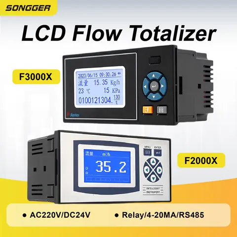 LCD Flow Totalizer Heat Energy Totalizer Steam Flow Integrator IC Card Quantitative Controller Panel Mount Industrial Display
