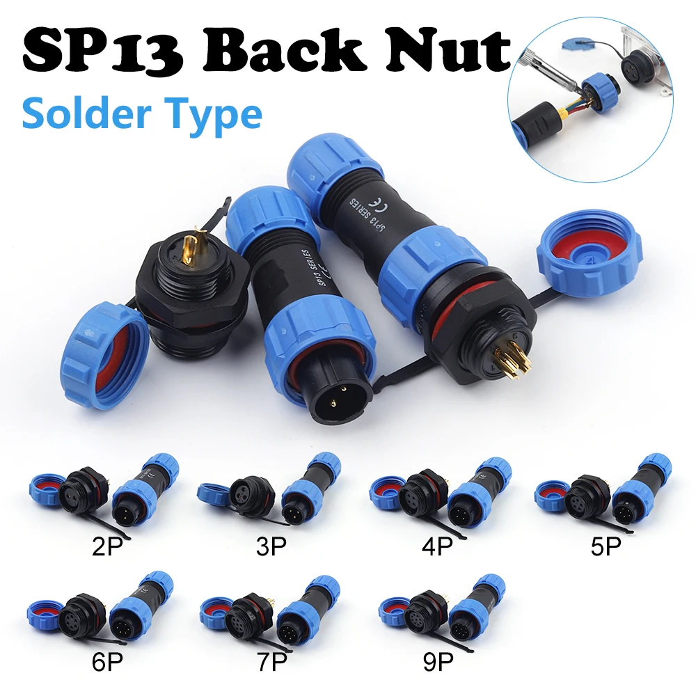 SP13 Back Nut Waterproof Connector IP68 Aviation Male Female Plug Socket Wire Cable Connectors Panel Mount 2/3/4/5/6/7/9 Pin
SP13 Back Nut Waterproof Connector IP68 Aviation Male Female Plug Socket Wire Cable Connectors Panel Mount 2/3/4/5/6/7/9 Pin