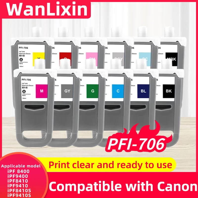 PFI706 PFI-706 ink cartridge compatible for Canon iPF 8400 iPF9400 iPF8410 iPF9410 iPF8410S iPF9410S printer with Pigment ink
PFI706 PFI-706 ink cartridge compatible for Canon iPF 8400 iPF9400 iPF8410 iPF9410 iPF8410S iPF9410S printer with Pigment ink