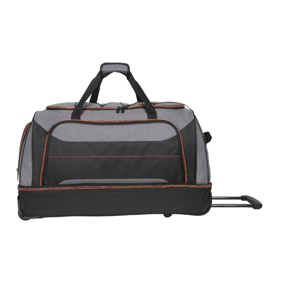 30 in Rolling Drop-Bottom Carry On Duffel Bag for Travel Black and Gray
30 in Rolling Drop-Bottom Carry On Duffel Bag for Travel Black and Gray