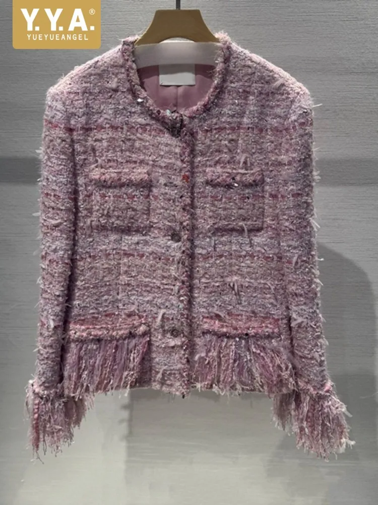 New Designer Elegant Women Pink Tweed Jacket Vintage Tassels Diamonds O Neck Office Ladies Work Twill Coat Autumn Winter Jackets
New Designer Elegant Women Pink Tweed Jacket Vintage Tassels Diamonds O Neck Office Ladies Work Twill Coat Autumn Winter Jackets