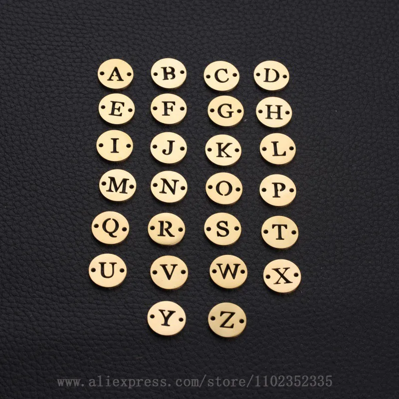 10pcs/ Bag Stainless steel double hole circular 26 letter connector with hollowed out letters DIY jewelry accessories
10pcs/ Bag Stainless steel double hole circular 26 letter connector with hollowed out letters DIY jewelry accessories