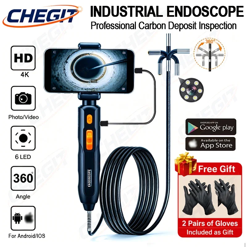 6.2mm 360° Articulating Borescope Endoscope Camera with Light 4K UHD Endoscope with Android/iOS Phone Commercial use
6.2mm 360° Articulating Borescope Endoscope Camera with Light 4K UHD Endoscope with Android/iOS Phone Commercial use