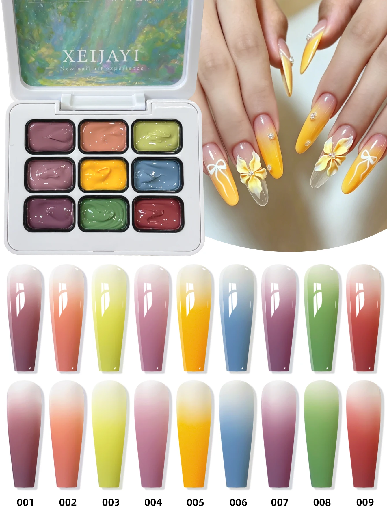 XEIJAYI 9 Colors Colorful Patting Gel Smudge Canned High Saturation Popular Semi-Solid Nail Polish Gel Nail Salon Special
XEIJAYI 9 Colors Colorful Patting Gel Smudge Canned High Saturation Popular Semi-Solid Nail Polish Gel Nail Salon Special