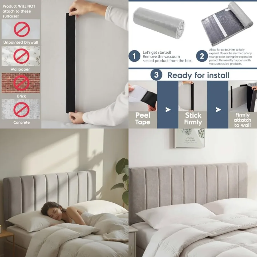 Upholstered Headboard - Easy Assemble Channel Stitched Headboard Size - Wall Mounted Headboards with 3D Soundproof Wall Panels
Upholstered Headboard - Easy Assemble Channel Stitched Headboard Size - Wall Mounted Headboards with 3D Soundproof Wall Panels