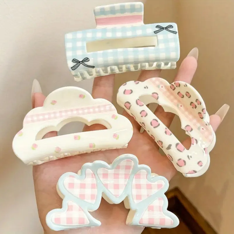 Sweet Floral Plaid Bow Jaw Hair Clips Cute Spring Summer Updo Back Head Claw Strong Grip Vacation Ponytail Holder Gift
Sweet Floral Plaid Bow Jaw Hair Clips Cute Spring Summer Updo Back Head Claw Strong Grip Vacation Ponytail Holder Gift
