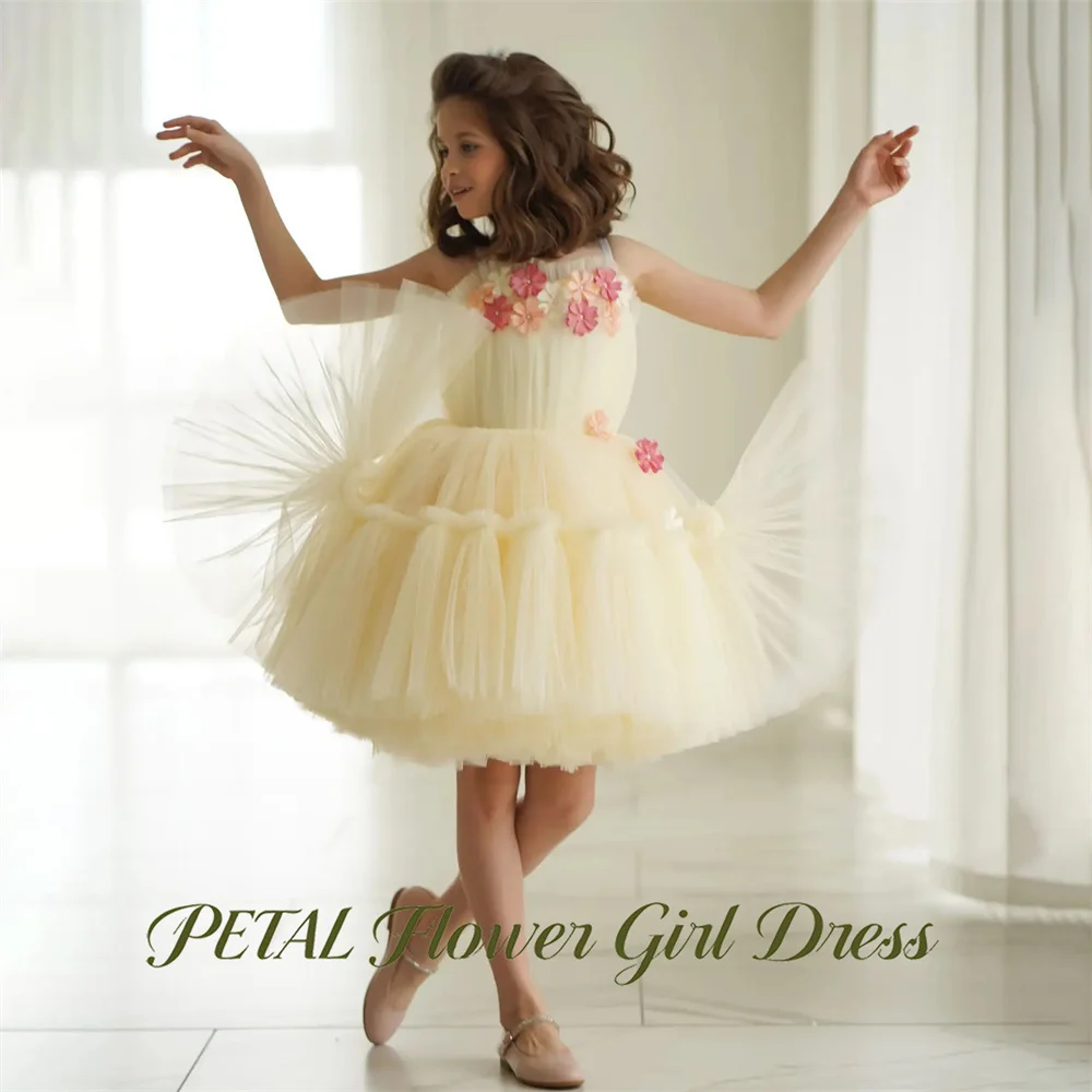 Petal Cream Yellow Flower Girl Dress Spaghetti Strap Kids Birthday Party Dress Pink 3D Floral Children Birthday Wedding Dresses
Petal Cream Yellow Flower Girl Dress Spaghetti Strap Kids Birthday Party Dress Pink 3D Floral Children Birthday Wedding Dresses