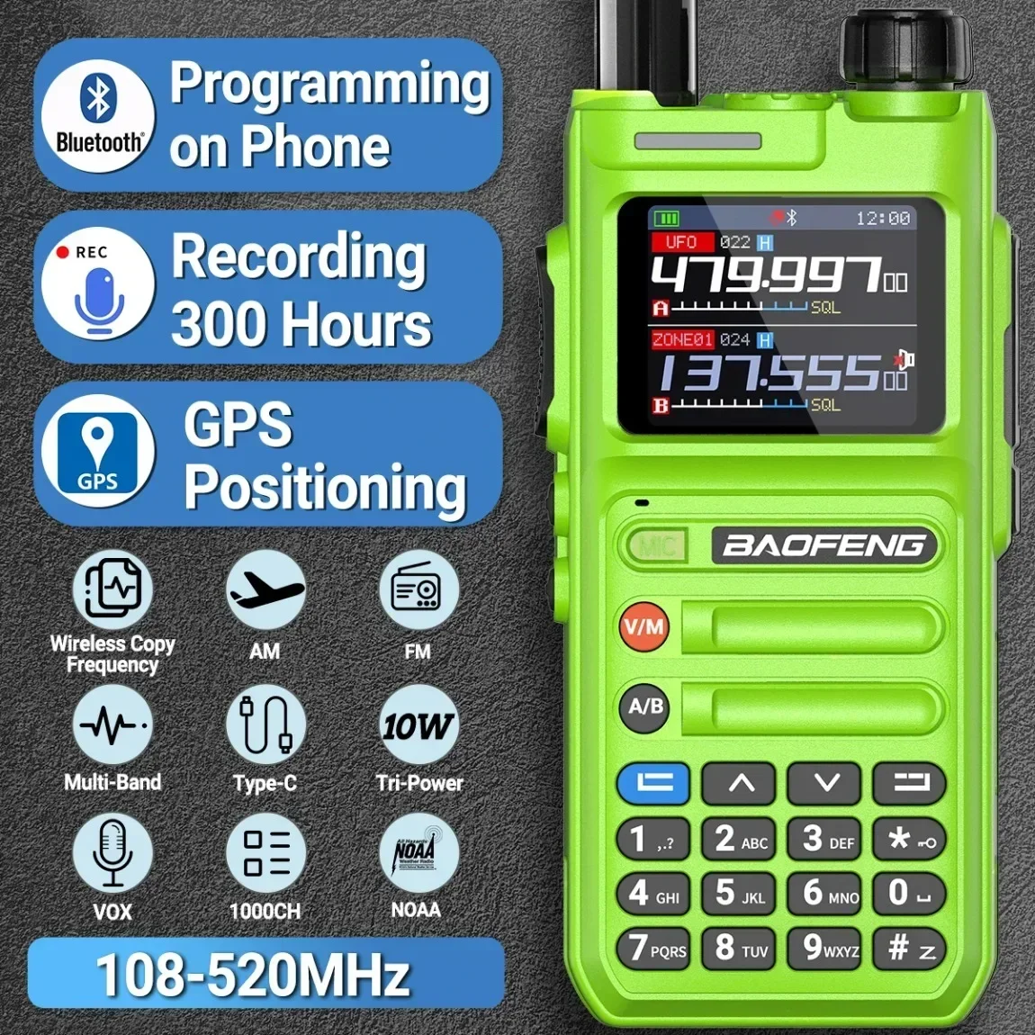 BAOFENG AR 26, GPS-рация, Bluetooth, программирование телефона, мульти-воздушный диапазон, беспроводная копия, частота дальнего действия, радиолюбитель типа C
BAOFENG AR 26, GPS-рация, Bluetooth, программирование телефона, мульти-воздушный диапазон, беспроводная копия, частота дальнего действия, радиолюбитель типа C