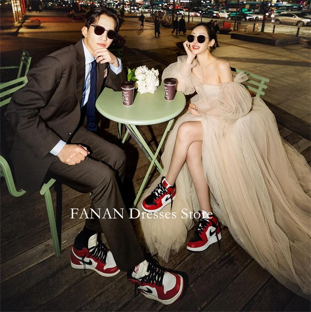 FANAN Korea Strapless Tulle Champagne Wedding Dresses 웨딩드레스 Long Sleeves Corset High Slit Custom Made Bride Gowns Plus Size
FANAN Korea Strapless Tulle Champagne Wedding Dresses 웨딩드레스 Long Sleeves Corset High Slit Custom Made Bride Gowns Plus Size
