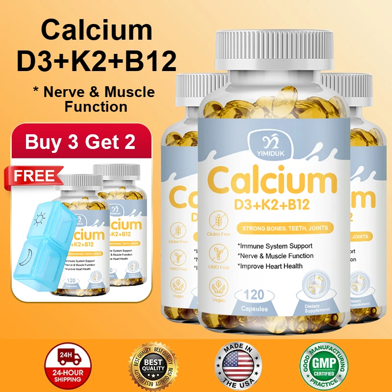 YIMIDUK Calcium D3 K2 B12 Capsules, Supports Bone Strength, Cardiovascular Health, Muscle Performance & Energy Levels for Adults
YIMIDUK Calcium D3 K2 B12 Capsules, Supports Bone Strength, Cardiovascular Health, Muscle Performance & Energy Levels for Adults