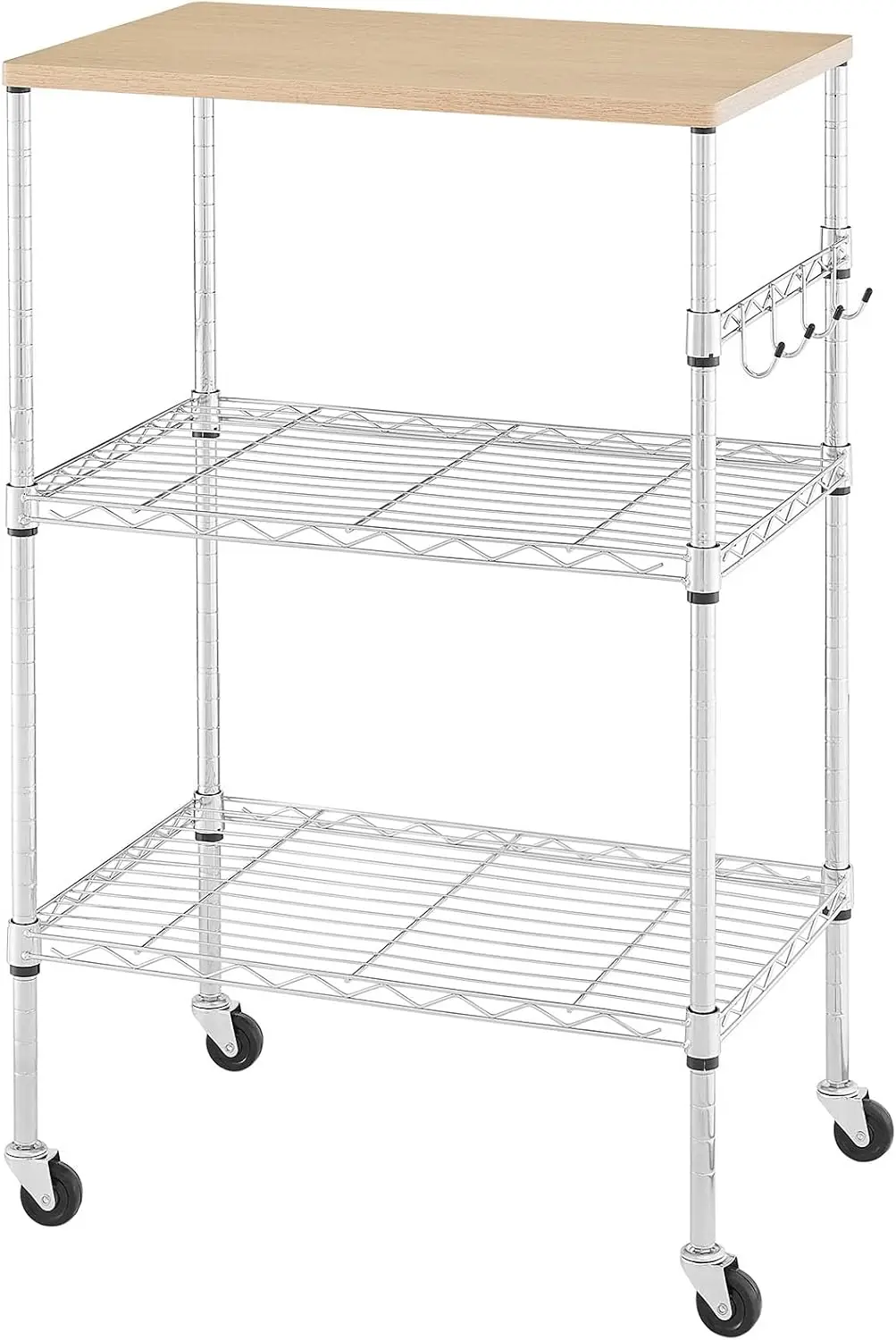 3-Tier Rolling Kitchen Cart with Wheels, Adjustable Shelves, 450Lbs Capacity, Wood & Metal Storage Utility Cart
3-Tier Rolling Kitchen Cart with Wheels, Adjustable Shelves, 450Lbs Capacity, Wood & Metal Storage Utility Cart