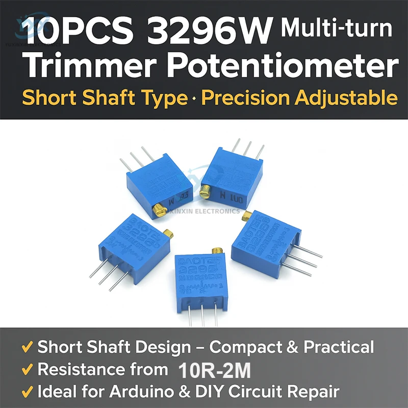 10PCS 3296W Multi-turn Trimpot Trimmer Potentiometer Precision Adjustable Resistance 100R 500R 1K 2K 5K 10K 20K 50K 100K 500K 1M
10PCS 3296W Multi-turn Trimpot Trimmer Potentiometer Precision Adjustable Resistance 100R 500R 1K 2K 5K 10K 20K 50K 100K 500K 1M