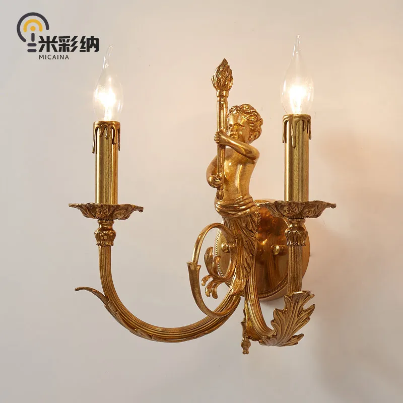 Angel wall lamp European retro villa living room bedroom bedside lamp light luxury French style all-copper wall lamp 
Angel wall lamp European retro villa living room bedroom bedside lamp light luxury French style all-copper wall lamp