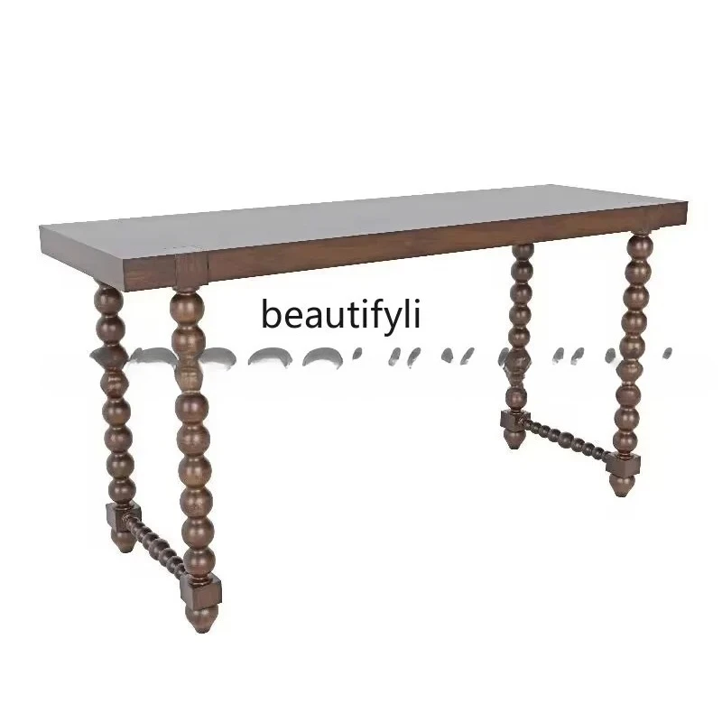 Medieval solid wood entrance table, retro living room, light luxury classical home view table
Medieval solid wood entrance table, retro living room, light luxury classical home view table
