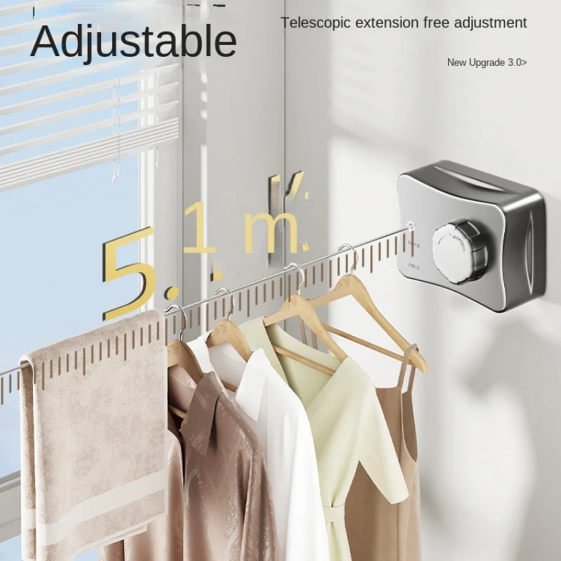 Invisible and retractable wall mounted clothesline, thickened stainless steel wire clothesline for balcony and bathroom
Invisible and retractable wall mounted clothesline, thickened stainless steel wire clothesline for balcony and bathroom