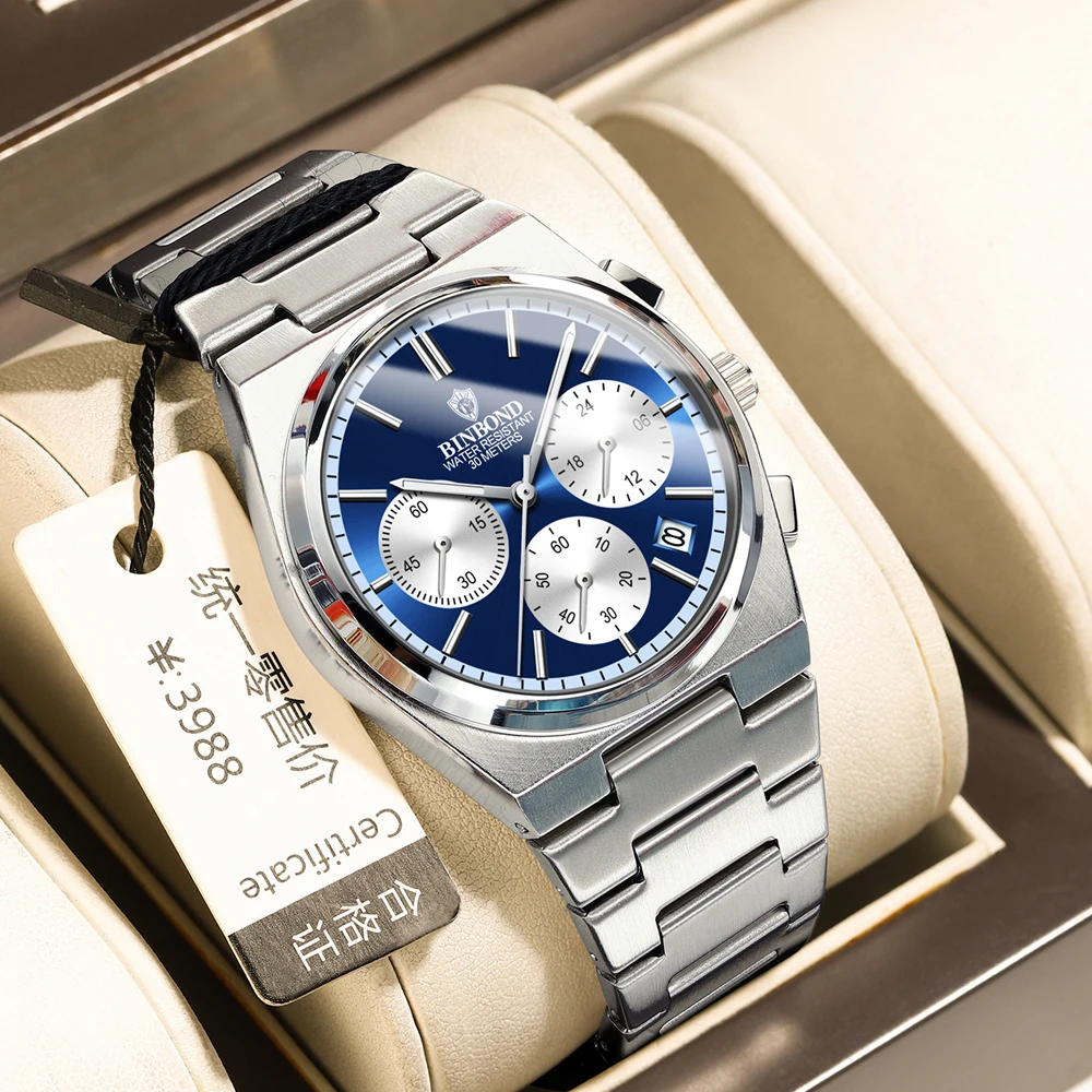 BINBOND 203 Luxury Men Watch Waterproof Luminous Chronograph Date Stainless Steel Watch for Men Quartz Military Men's Watches
BINBOND 203 Luxury Men Watch Waterproof Luminous Chronograph Date Stainless Steel Watch for Men Quartz Military Men's Watches