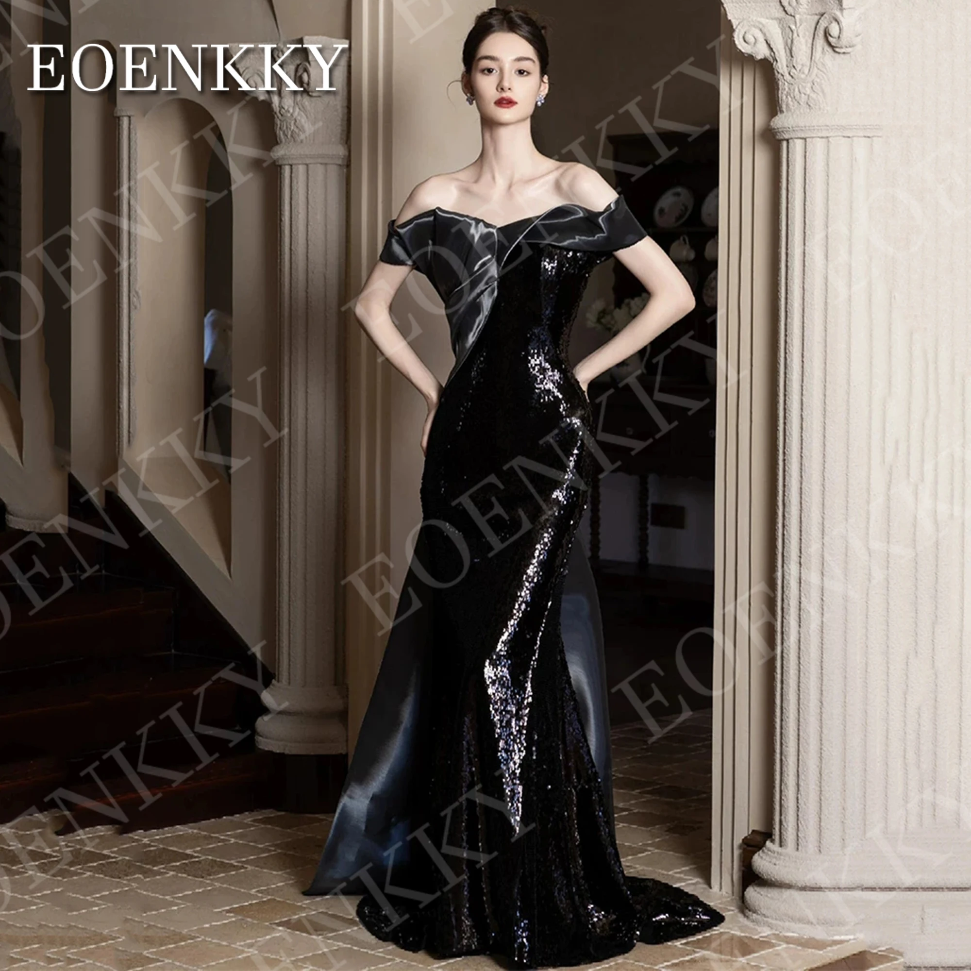 EOENKKY Off Shoulder Sparkling Evening Dresses Woman Mermaid Sexy Sequined Prom Dress Customized Black فساتين سهره فخمة 2025
EOENKKY Off Shoulder Sparkling Evening Dresses Woman Mermaid Sexy Sequined Prom Dress Customized Black فساتين سهره فخمة 2025