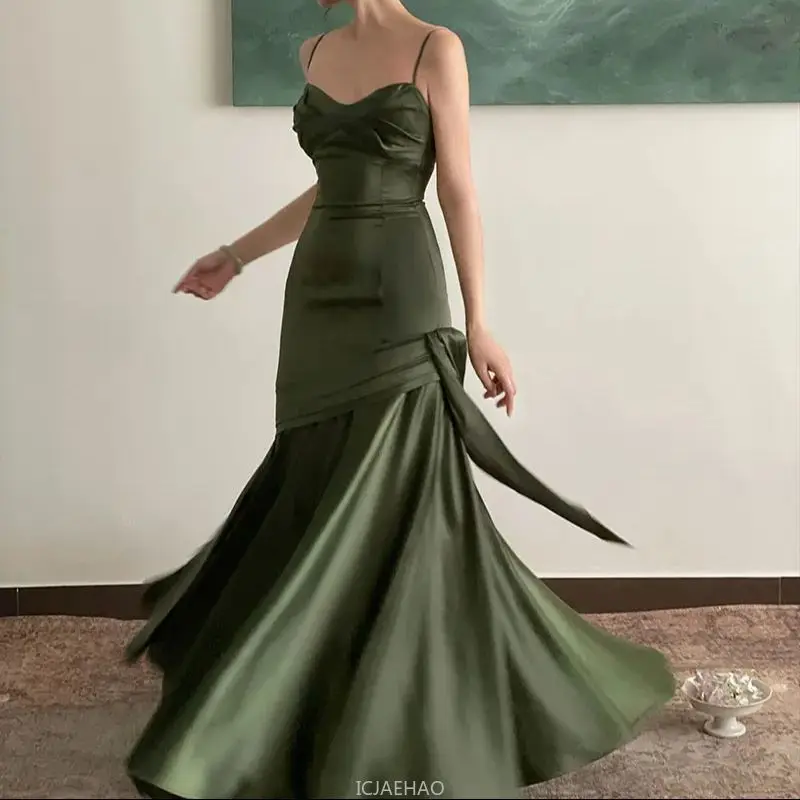 Women Summer New Elegant Party Evening Dress Backless Suspenders Satin Dress French Sexy Female Slim Banquet Prom Vestidos
Women Summer New Elegant Party Evening Dress Backless Suspenders Satin Dress French Sexy Female Slim Banquet Prom Vestidos