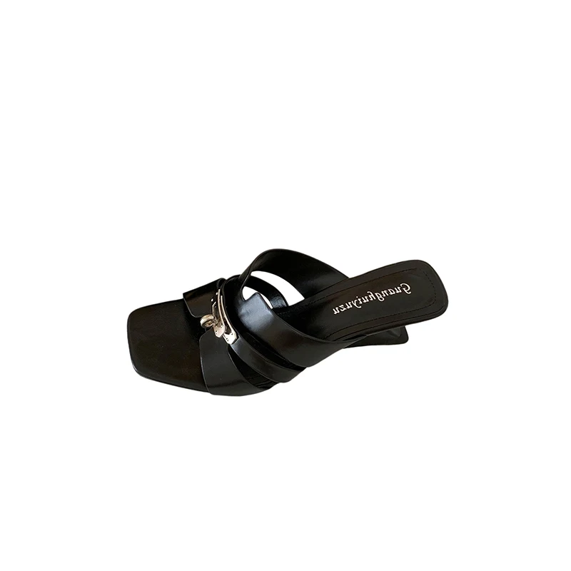 Brown Heels Slippers Summer Wedge Sandals For Woman Metal Decoration Black Chunky Heels Ladies Shoes Fashion Leisure Slippers
Brown Heels Slippers Summer Wedge Sandals For Woman Metal Decoration Black Chunky Heels Ladies Shoes Fashion Leisure Slippers