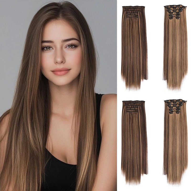 24inch Long Straight Hair Piece Extensions for Women 6PS Clip in Hair Extensions Synthetic Straight Clip-in Hairpieces Daily Use
24inch Long Straight Hair Piece Extensions for Women 6PS Clip in Hair Extensions Synthetic Straight Clip-in Hairpieces Daily Use