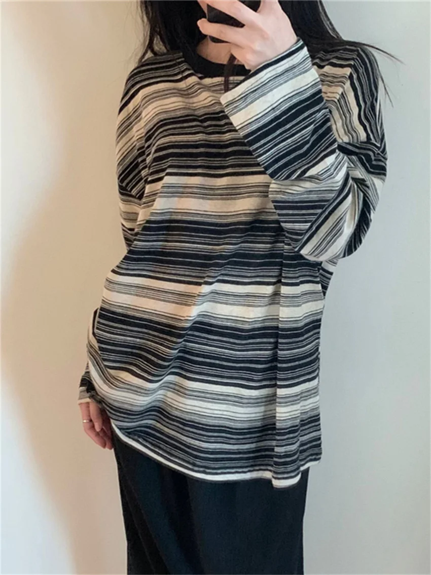 Arazooyi Oversize Tees Lazy Style Women Stripes All Match Fashion Slim New Streetwear Mid-Length Autumn T-shirts Office Lady
Arazooyi Oversize Tees Lazy Style Women Stripes All Match Fashion Slim New Streetwear Mid-Length Autumn T-shirts Office Lady