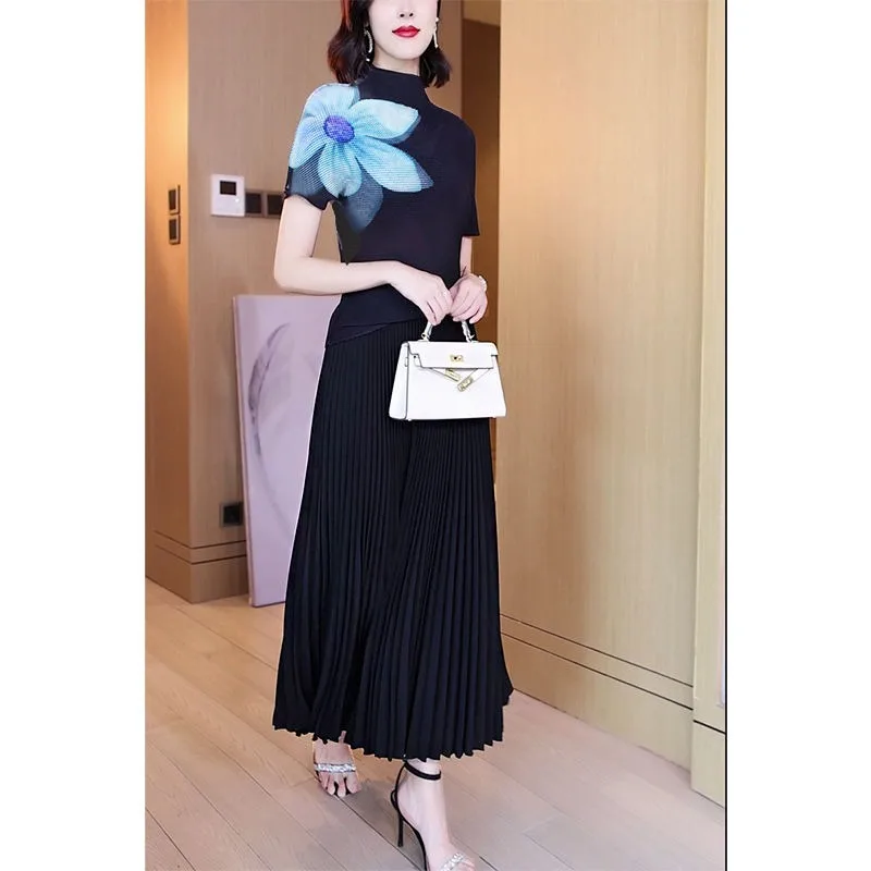Fashion corn pleated printed two-piece set of skirt female top pleated long skirt summer 2023 loose skirt set women clothing
Fashion corn pleated printed two-piece set of skirt female top pleated long skirt summer 2023 loose skirt set women clothing