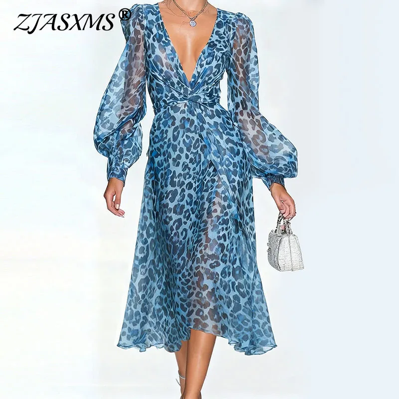 Vintage Leopard Print Chiffon Long Dress Summer Sexy Deep V Neck Twist Waist Women's Dress Spring Puff Sleeve Hollow Party Dress
Vintage Leopard Print Chiffon Long Dress Summer Sexy Deep V Neck Twist Waist Women's Dress Spring Puff Sleeve Hollow Party Dress