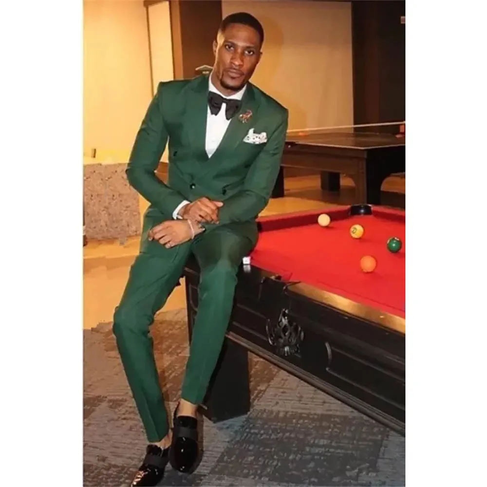 Chic Green Men's Suits Double Breasted Peak Lapel Flat Front Full Set Smart Casual Business Office Male 2 Piece Jacket Pants
Chic Green Men's Suits Double Breasted Peak Lapel Flat Front Full Set Smart Casual Business Office Male 2 Piece Jacket Pants