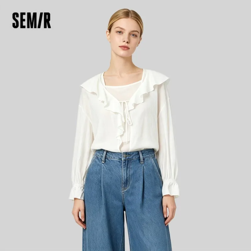 Semir Long Sleeve Shirt Women Short Camisole Ruffled Loose Textured Blouse 2025 Autumn New White Two-Piece Women'S Wear
Semir Long Sleeve Shirt Women Short Camisole Ruffled Loose Textured Blouse 2025 Autumn New White Two-Piece Women'S Wear