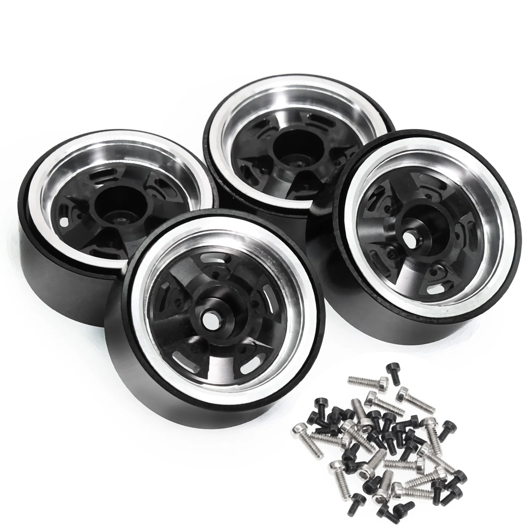4 packs of 1.3-inch aluminum anti-skid wheels, suitable for SCX24/TRX4M/FMS 1/24 & 1/18 remote control climbing bikes
4 packs of 1.3-inch aluminum anti-skid wheels, suitable for SCX24/TRX4M/FMS 1/24 & 1/18 remote control climbing bikes