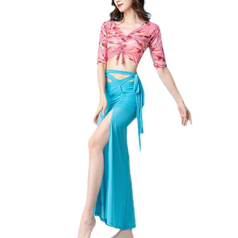 Women Belly Dance Costume Suit Printing Mesh Top Split Skirt Practice Clothes Set Oriental Female Bellydance Elegant Performance
Women Belly Dance Costume Suit Printing Mesh Top Split Skirt Practice Clothes Set Oriental Female Bellydance Elegant Performance