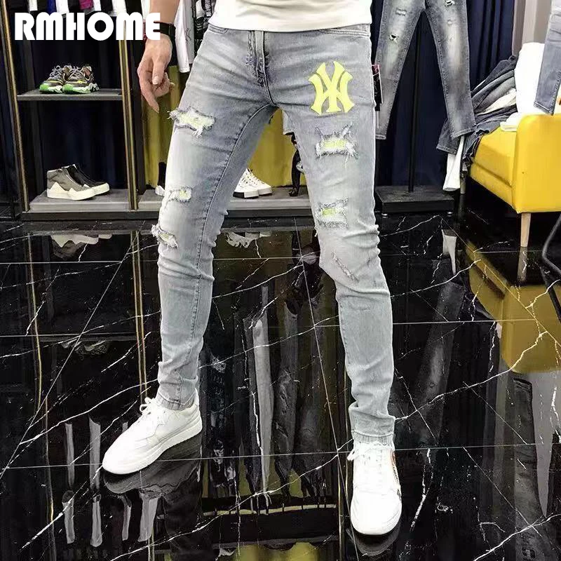 Men's Torn Jeans Summer Thin Badge Embroidered Slim Fitting Stretch Versatile Small Leg Man Long Pants Streetwear Homme Clothing
Men's Torn Jeans Summer Thin Badge Embroidered Slim Fitting Stretch Versatile Small Leg Man Long Pants Streetwear Homme Clothing