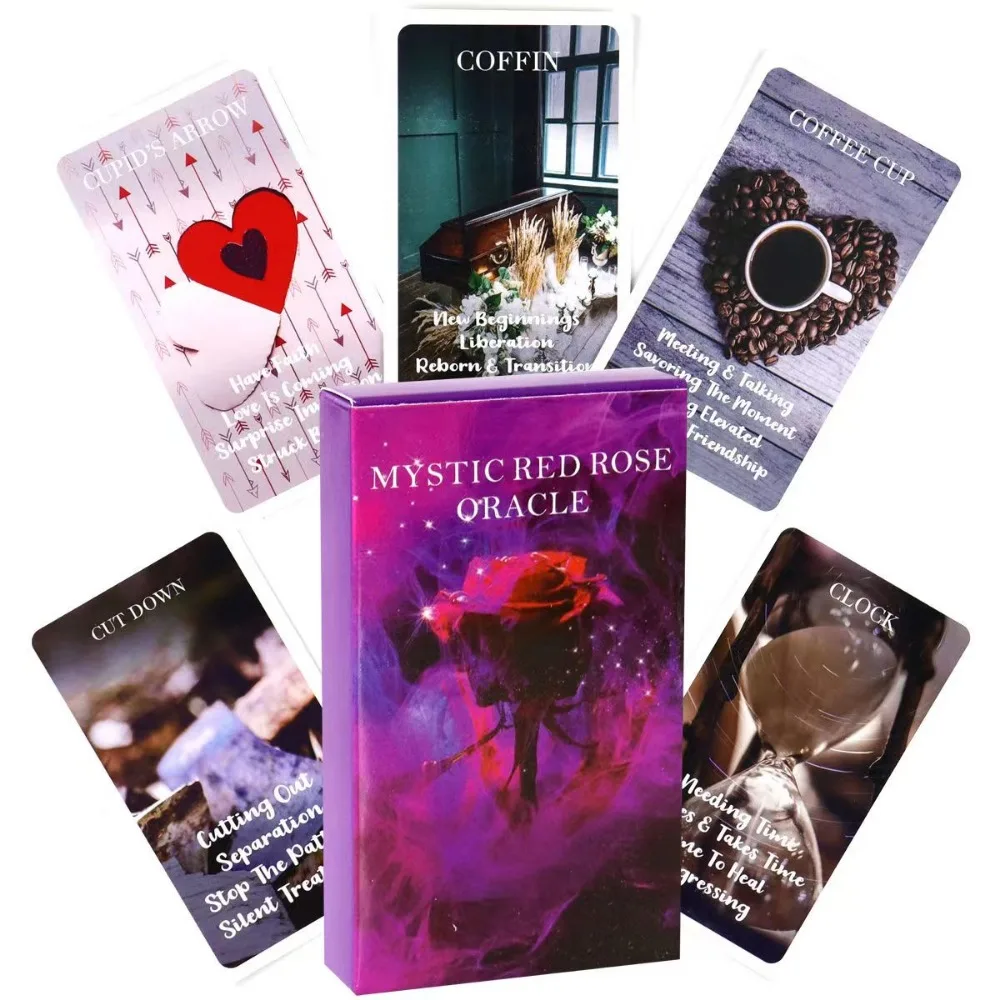 53 Pcs Cards Mystic Red Rose Oracle Deck 10.3*6cm A Situations Deck Tarot Cards Twin Flame Oracle Cards Love Keywords Meaning
53 Pcs Cards Mystic Red Rose Oracle Deck 10.3*6cm A Situations Deck Tarot Cards Twin Flame Oracle Cards Love Keywords Meaning