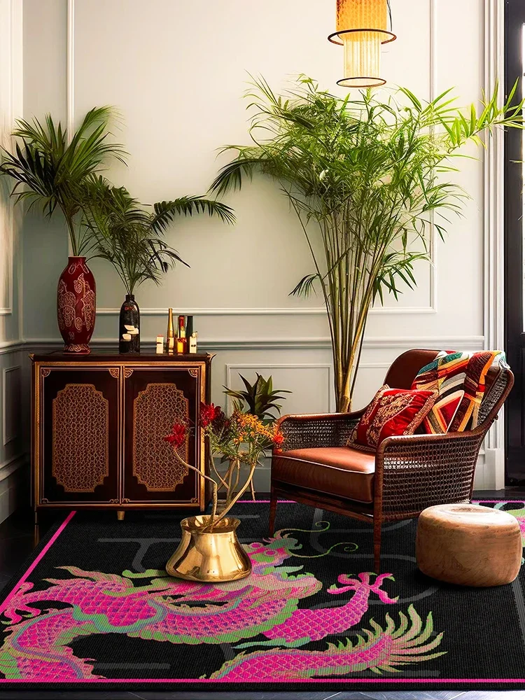 Pink Black Retro Decorative Rugs Art Chinese Dragon Carpet Creative Luxury Living Room Carpets Comfortable Non Slip Bedroom Rug
Pink Black Retro Decorative Rugs Art Chinese Dragon Carpet Creative Luxury Living Room Carpets Comfortable Non Slip Bedroom Rug