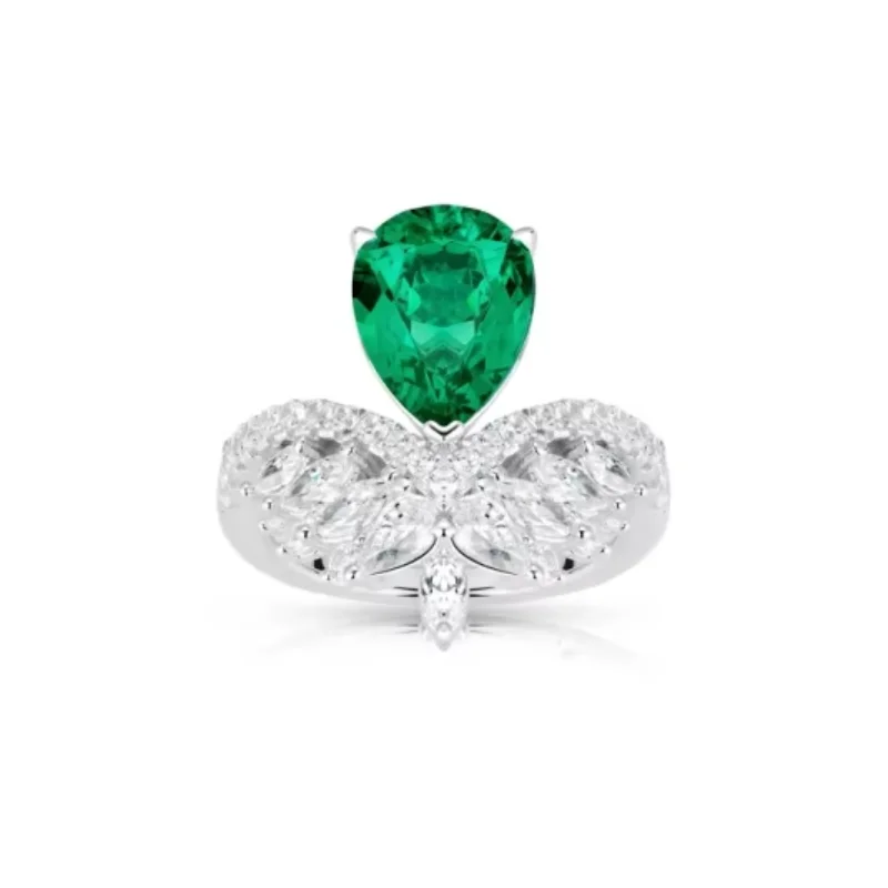 CAMEO 925 Silver Synthetic Zircon Ring Emerald Water Drop Full Diamond Green Crown Shape Light Luxury Fashion Ring 5-Carat
CAMEO 925 Silver Synthetic Zircon Ring Emerald Water Drop Full Diamond Green Crown Shape Light Luxury Fashion Ring 5-Carat