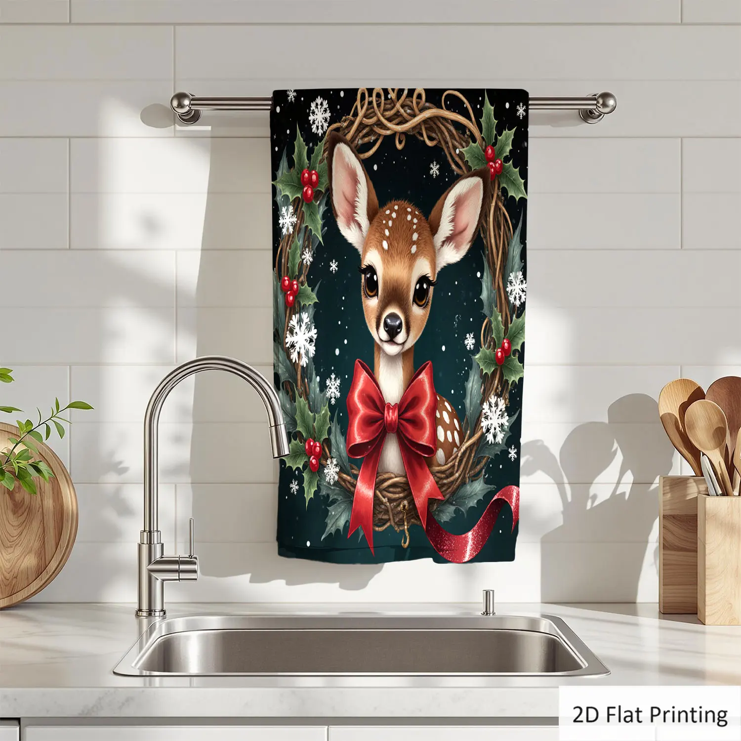 1Pc Christmas Deer Wreath Red Bow Bathroom Hand Towel Bath Towel, Multiple Size Microfiber Polyester Towel, Unique Home Decorative Kitchen Towels, Festival Bathroom Accessories Decor, Quick Dry and Absorbent
1Pc Christmas Deer Wreath Red Bow Bathroom Hand Towel Bath Towel, Multiple Size Microfiber Polyester Towel, Unique Home Decorative Kitchen Towels, Festival Bathroom Accessories Decor, Quick Dry and Absorbent
