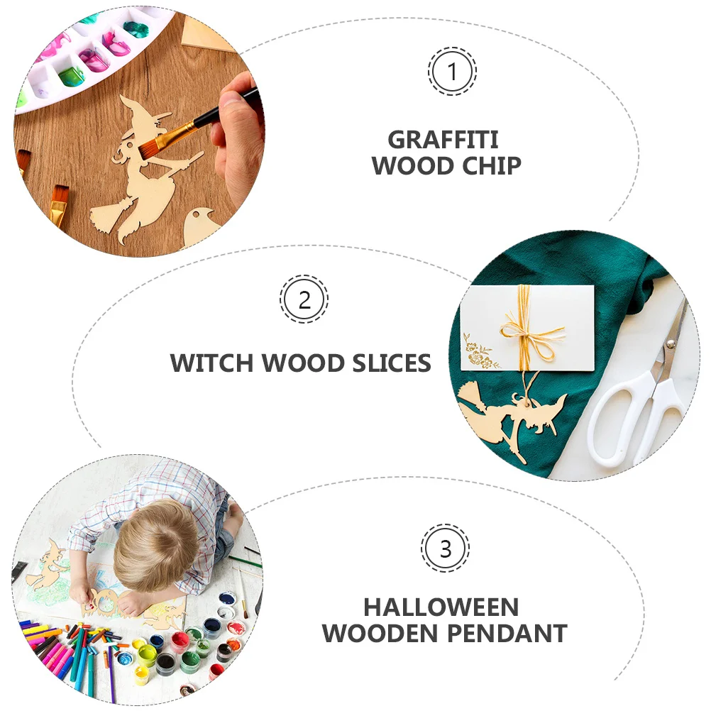 40Pcs Halloween Wooden Pendant Witch Shape Wood Slices for DIY Handmade Hanging Ornament Decorative Party Supplies Painting
40Pcs Halloween Wooden Pendant Witch Shape Wood Slices for DIY Handmade Hanging Ornament Decorative Party Supplies Painting