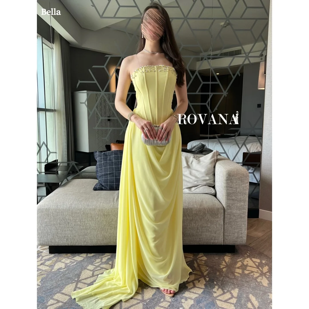Bella Customized Party Dresses Prom Dress robes de soirée Lemon Yellow Strapless Beaded Corset Draped Chiffon Trailing Gown
Bella Customized Party Dresses Prom Dress robes de soirée Lemon Yellow Strapless Beaded Corset Draped Chiffon Trailing Gown