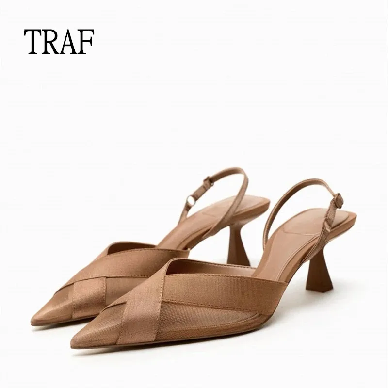 TRAF 2023 Woman Brown High Heels Women Sandals Summer Fashion Pointed Tape Low-heel Pumps Slingbacks Elegant Woman Heeled Shoes
TRAF 2023 Woman Brown High Heels Women Sandals Summer Fashion Pointed Tape Low-heel Pumps Slingbacks Elegant Woman Heeled Shoes