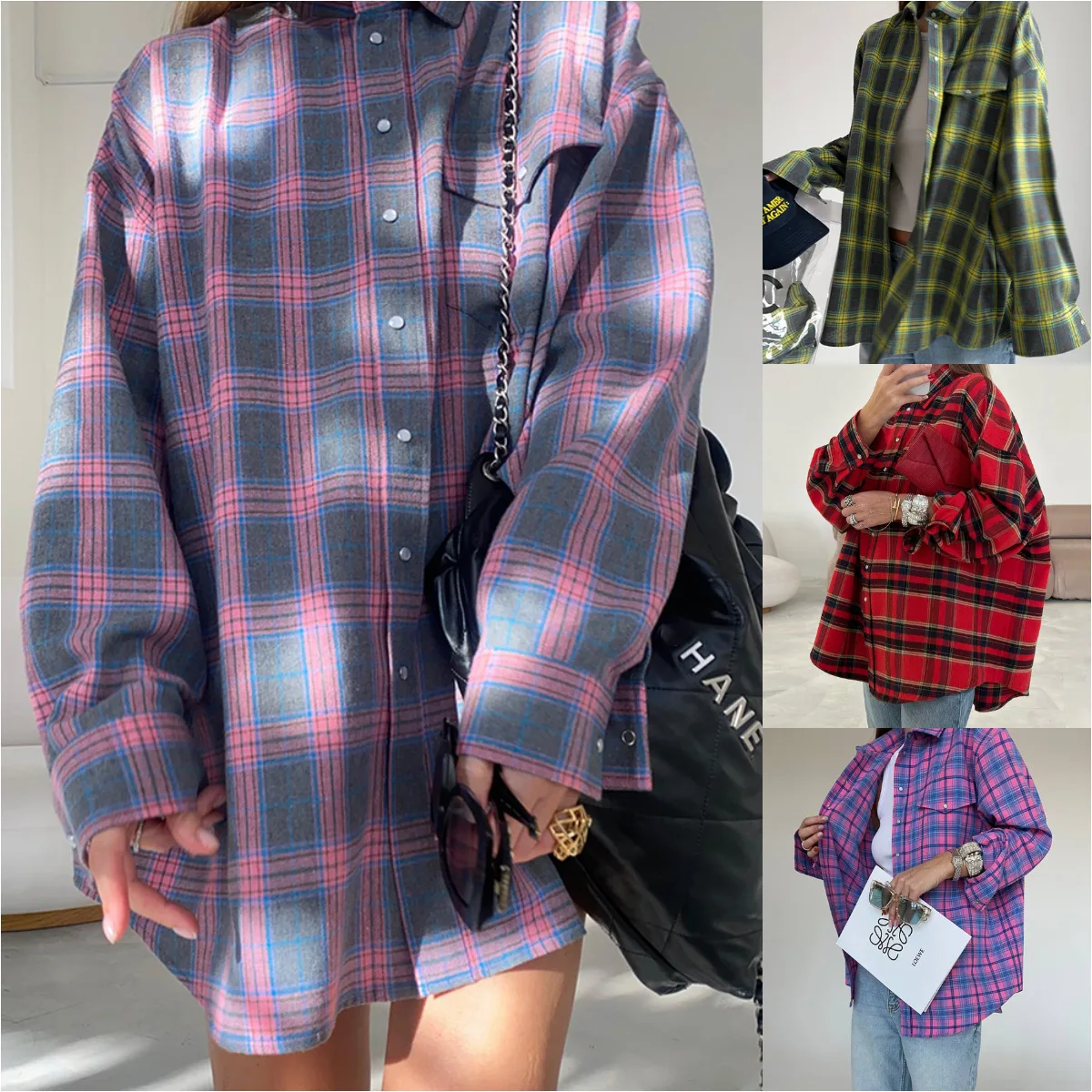 European And American 2025 Autumn Retro Style All-match Lapel Loose Shirt Plaid Long-sleeved Blouse
European And American 2025 Autumn Retro Style All-match Lapel Loose Shirt Plaid Long-sleeved Blouse
