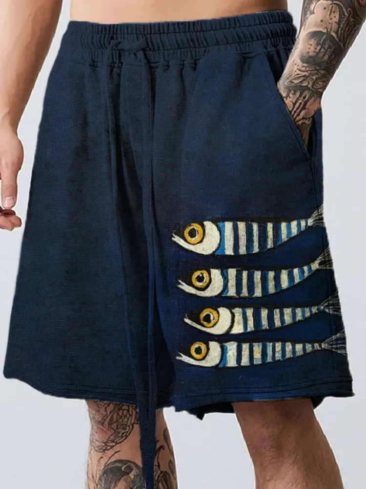 Men's Striped Fish Art Print Casual Shorts Navy Blue Fashion Holiday Elastic Waisted Pokets Short Pants Oversized Bottoms 2026
Men's Striped Fish Art Print Casual Shorts Navy Blue Fashion Holiday Elastic Waisted Pokets Short Pants Oversized Bottoms 2026