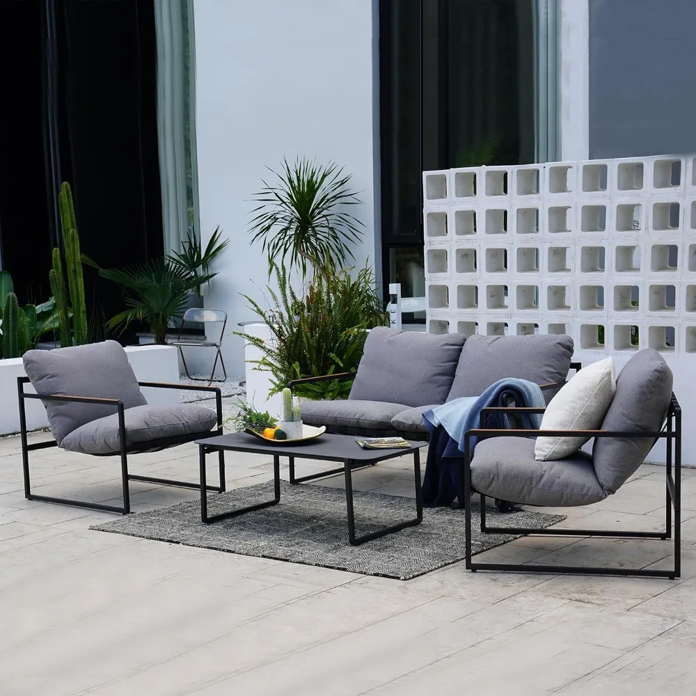 Современный комплект уличной мебели Grand Patio из 4 предметов, диван-патио с подушкой, металлический диван с журнальным столиком, набор для бесед для P
Современный комплект уличной мебели Grand Patio из 4 предметов, диван-патио с подушкой, металлический диван с журнальным столиком, набор для бесед для P