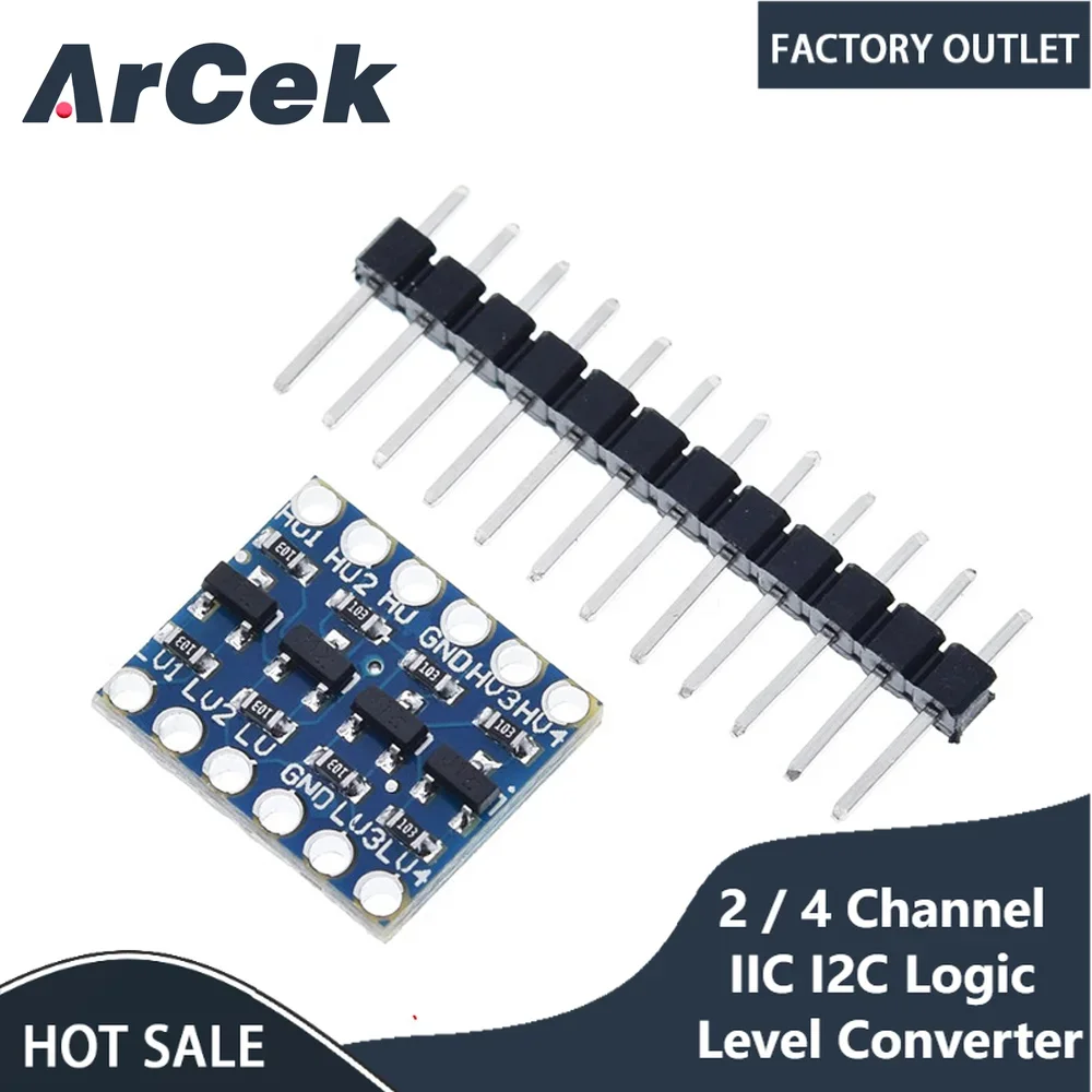Четырёхканальный преобразователь логического уровня IIC I2C двунаправленный модуль от 5 В до 3,3 В для Arduino
Четырёхканальный преобразователь логического уровня IIC I2C двунаправленный модуль от 5 В до 3,3 В для Arduino