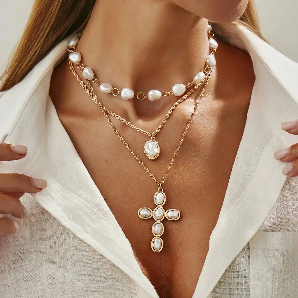 KunJoe 3Pcs/Set Hip Hop Jesus Cross Pendant Necklace for Women Punk Stackable Imitation Pearl Choker Necklace Party Jewelry Gift
KunJoe 3Pcs/Set Hip Hop Jesus Cross Pendant Necklace for Women Punk Stackable Imitation Pearl Choker Necklace Party Jewelry Gift