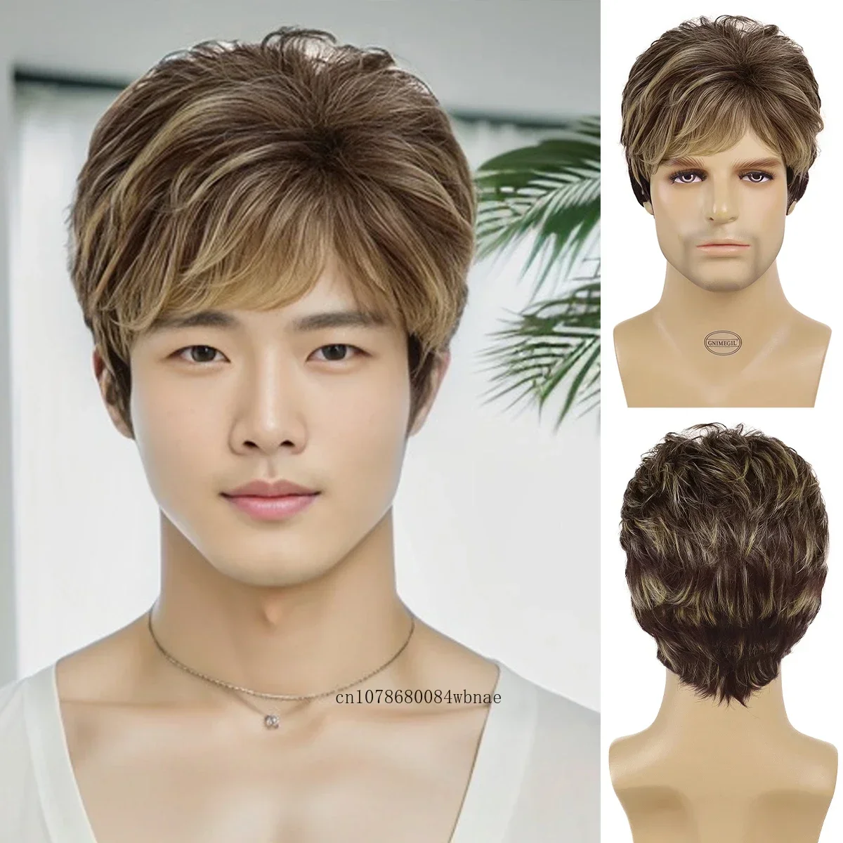 Men Brown Mix Blonde Synthetic Wig with Bangs for Male Boys Korean Style Short Wavy Wigs Daily Costume Party Use Heat Resistant
Men Brown Mix Blonde Synthetic Wig with Bangs for Male Boys Korean Style Short Wavy Wigs Daily Costume Party Use Heat Resistant