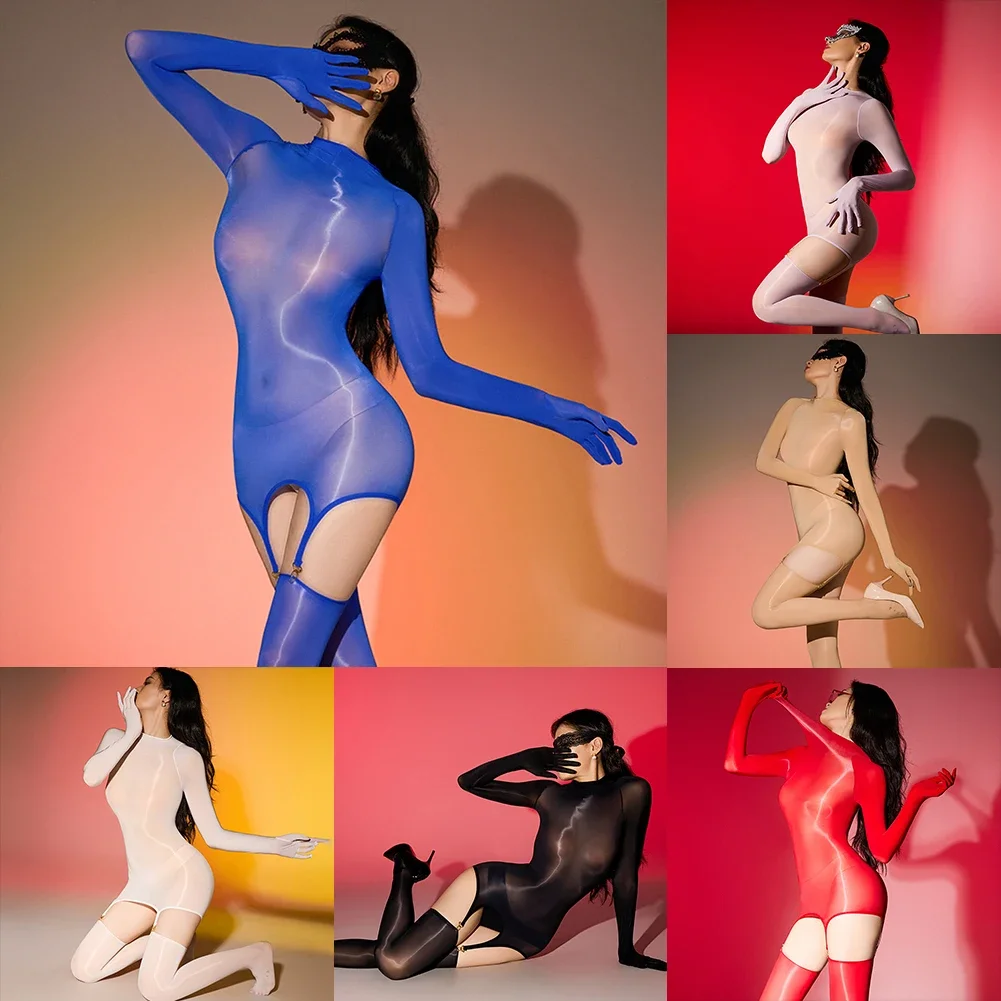 Women Sexy Lingerie Ladies Oil Glossy Shiny Bodysuit Sheer Garter Stocking Tight Leotard Seamless Clubwear
Women Sexy Lingerie Ladies Oil Glossy Shiny Bodysuit Sheer Garter Stocking Tight Leotard Seamless Clubwear
