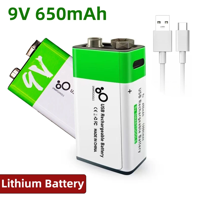 9V 650mAh Lithium-ion USB Rechargeable Battery 9V Type-C Ports For Multimeter Microphone Electric Toy Remote Control Flashlights
9V 650mAh Lithium-ion USB Rechargeable Battery 9V Type-C Ports For Multimeter Microphone Electric Toy Remote Control Flashlights